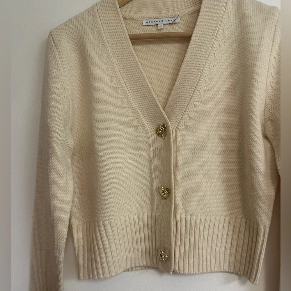 Endless Rose Cream Cardigan with Gold Buttons - Picture 2 of 14